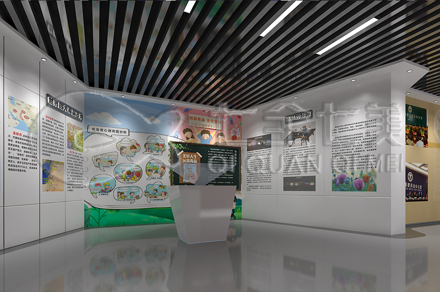 學(xué)校毒品預(yù)防教育基地方案-禁毒教育基地聲光電設(shè)備-小學(xué)生毒品預(yù)防教育中心平面設(shè)計(jì)